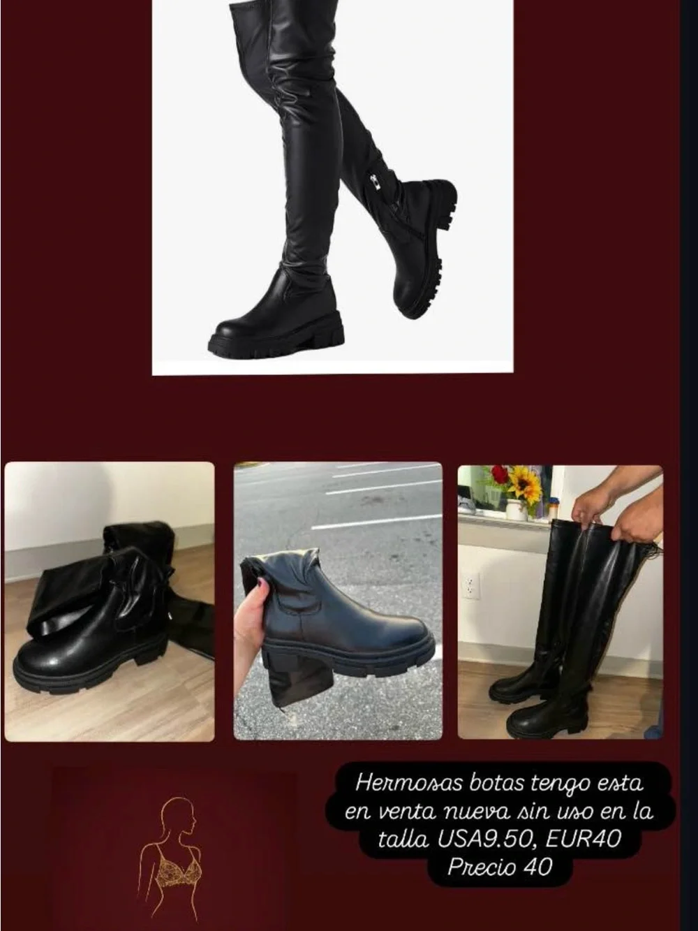 Women's Black Knee-High Chunky Sole Boots